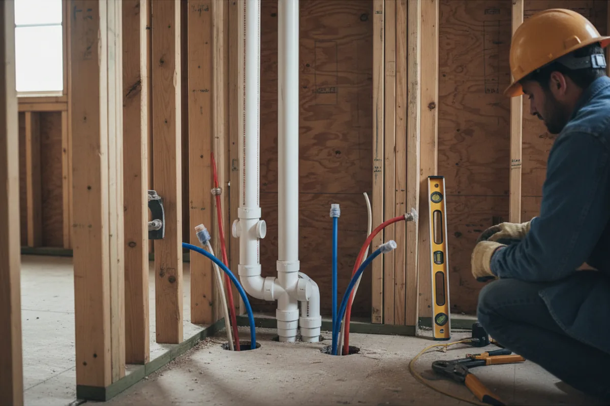 Drain and supply rough-in during Leak Detection in Porter